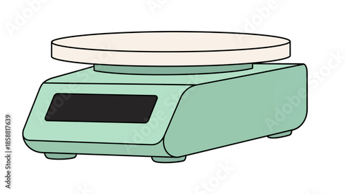 Illustration of a digital kitchen scale, used for measuring ingredients.