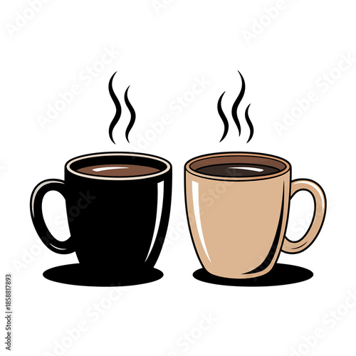Two Coffee Mugs with Steam