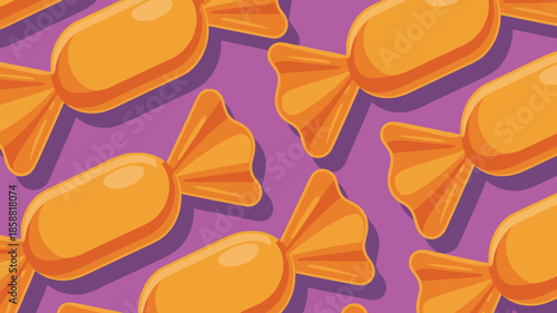 Vibrant orange candies on purple background for sweet treat designs
