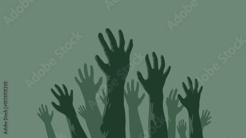Raised hands in solidarity and support for a cause or idea