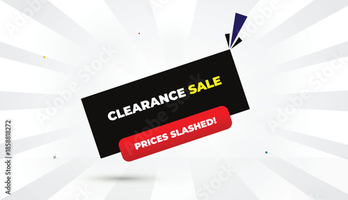 clearance sale prices slashed editable eps web banner vector art illustration template design red gradient black shapes yellow bold white gray abstract illustration sunshine business background 4k