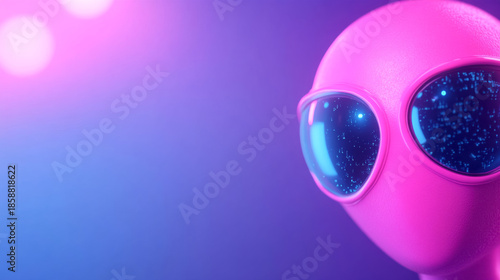 Futuristic alien character design with crystalline face and cyan accents