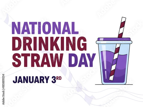 National drinking straw day on january 3rd illustration illustration