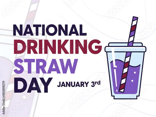 A colorful illustration celebrating national drinking straw day on january 3rd illustration