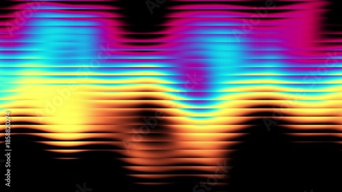 Purple and Blue stripes ripple softly with a touch of reflective white light on black background. The glass gradient mimics