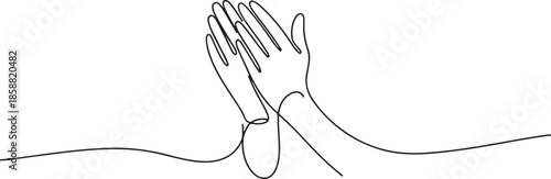Clapping hands in continuous line drawing. A symbol of appreciation, celebration, one line Art icon drawing