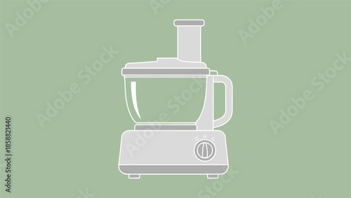 Food processor illustration on a green background for culinary concepts.