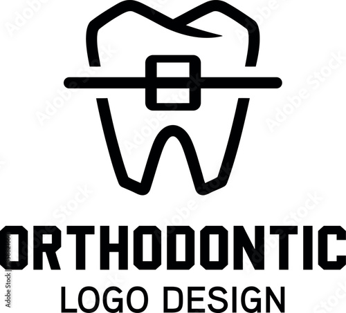 Orthodontic logo design template with tooth icon  dental health symbol