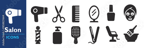 Salon Icons Set Hair Beauty Styling Tools Vector Illustration.