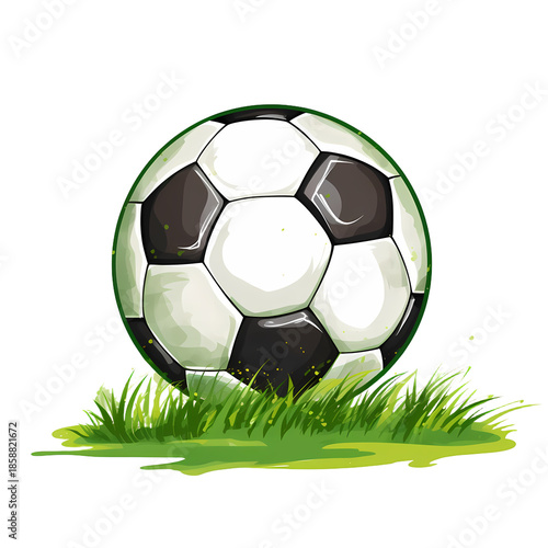 Isolated Football on Grass Field Illustration
