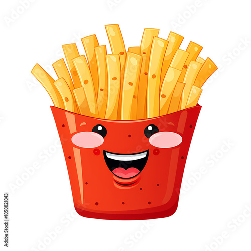 Smiling French Fries Cartoon Vector Illustration