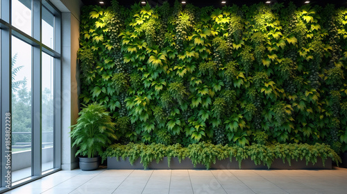  Biophilic architecture Sustainable indoor garden in an advanced workspace