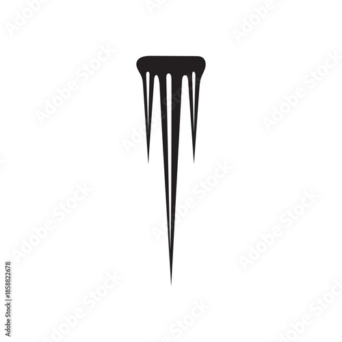 Simple black icicle icon vector illustration. A minimalist silhouette graphic of a frozen water drip symbolizing winter, cold, and ice
