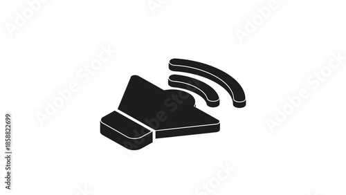 Simple black speaker icon displaying sound waves a minimalist design