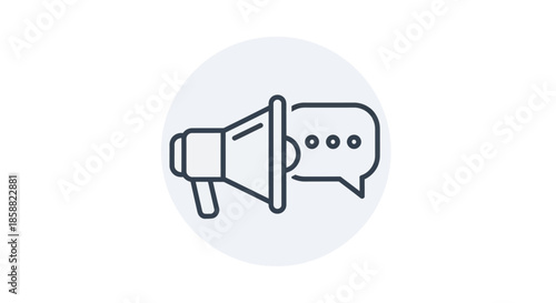 Megaphone icon representing announcement and communication in a modern design.