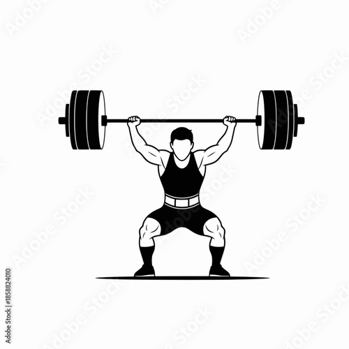 Man performing heavy barbell overhead press in gym setting