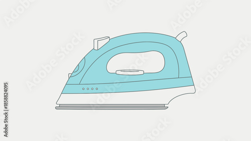 Illustration of a blue clothes iron on a white background.