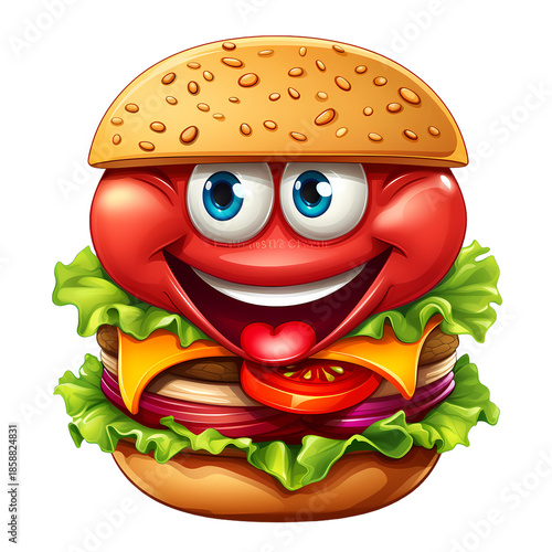Cheerful hamburger cartoon mascot illustration