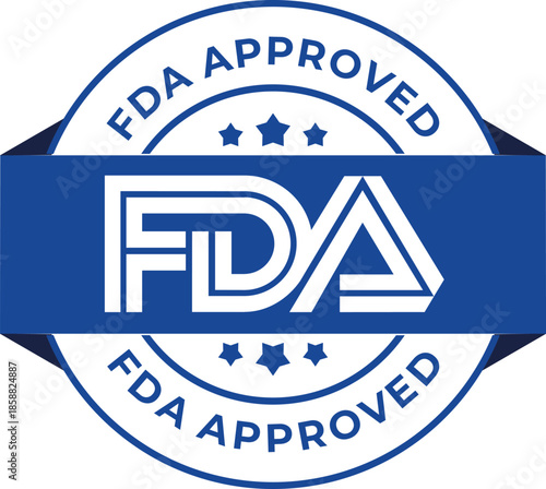 FDA Approved Blue Vector Stamp Label Isolated on White Background