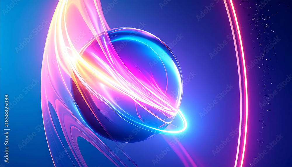 Naklejka premium A macro shot of a crystalline planet or liquid orb suspended in a deep blue void