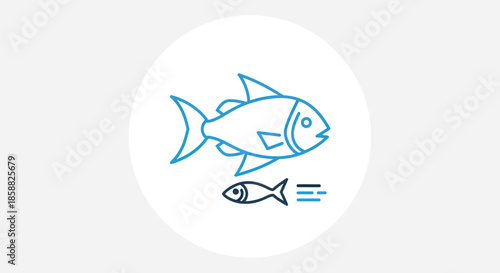 Illustration of a big fish chasing a smaller fish.