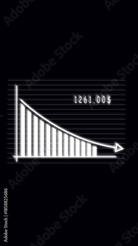 Animated downward trend chart business finance recession data visualization economic loss vertical video. Stock market crash animation financial loss economic crisis decline investment.
