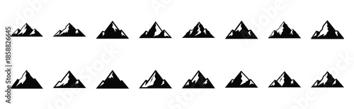 mountain peak silhouette icon set