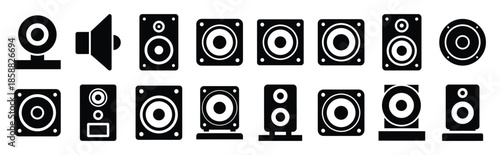audio speaker silhouette icon set