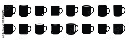 coffee mug silhouette icon set