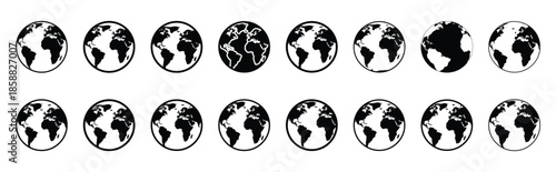 earth globe silhouette icon set