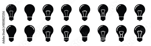 idea bulb silhouette icon set