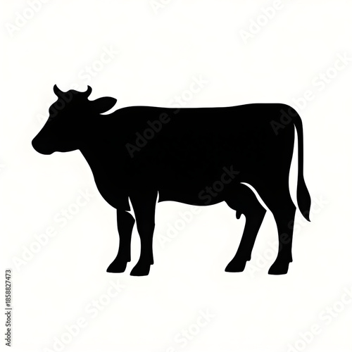 Black Cow Silhouette Vector - Isolated Farm Animal Profile for Agriculture Design