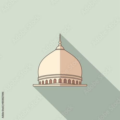 A serene illustration of a domed building standing alone in a vast space 