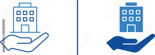 Building Support: An abstract portrayal of a hand cradling a building, representing care, support, and the significance of property.
