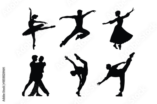 Artistic Dance Performers and Ballet Silhouettes