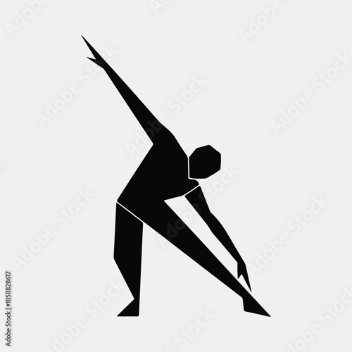Silhouette abstract geometric person stretching up isolated on white vector illustration