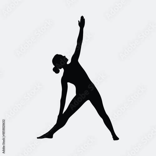 Silhouette elegant woman practicing yoga pose for health and well-being vector illustration