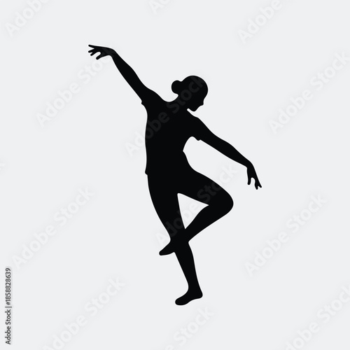 Silhouette elegant young woman ballerina dancing in graceful classical pose vector illustration