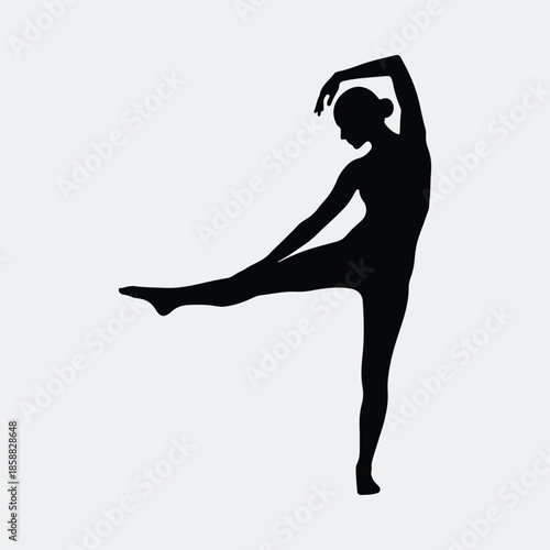 Silhouette graceful woman performing ballet dance pose artistic movement vector illustration