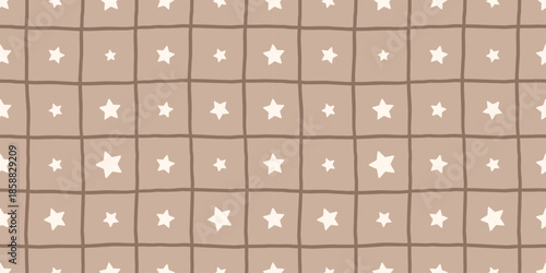 Seamless vector pattern featuring stars in a dreamy night sky theme, vector illustration perfect for nursery wallpapers, children s clothing, and cozy baby textiles