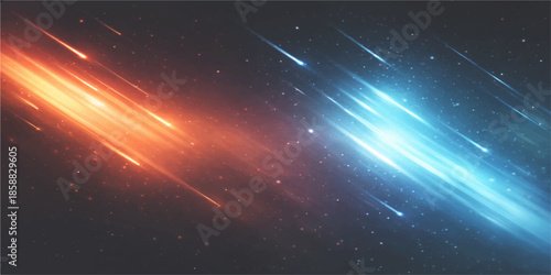 Abstract space background with bright stars, nebula, and galaxy light illuminating the dark sky of the universe