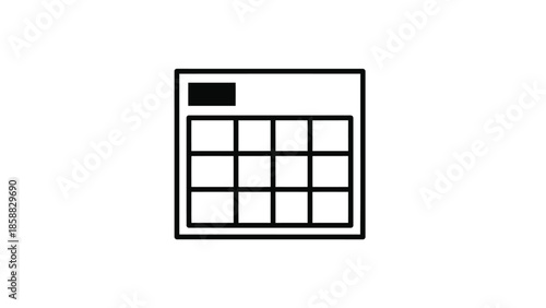 Simple black and white illustration of a rectangular calculator with buttons