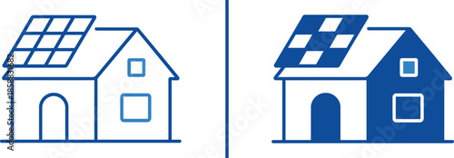 Green Energy Home: Illustrating a sustainable home integrated with solar panels, symbolizing eco-friendly living and the pursuit of renewable energy. 