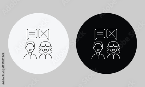 Professional Gender Communication Gap and Workplace Inequality Icon, Minimalist Line Art Vector for Social Disparity, Relationship Misunderstanding, Diversity Barriers, and Sexism Awareness Symbol