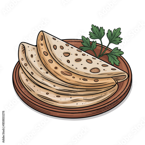 Minimal 2D vector illustration of Roti in flat icon style on a plain white background.