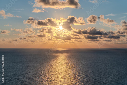 Beautiful pink and orange sunrise over the sea.