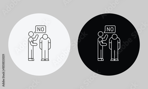Social Rejection and Public Stigma Icon, Minimalist Line Art Vector for Verbal Bullying, Discrimination, Peer Pressure, Outcast Feelings, and Social Anxiety Awareness Symbol