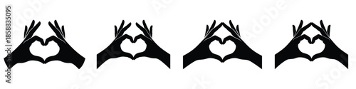 Heart Hands Gesture Vector Set – Romantic Valentine’s Day Love Illustration, Symbol of Affection and Care for Greeting Cards, Wedding Invitations, Posters, Logos, and Romantic Design Projects