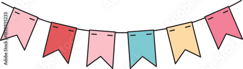Colorful Bunting Flags on String banner celebration, Vector illustration.