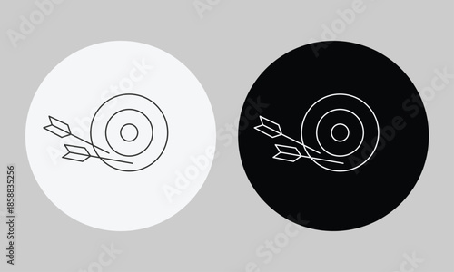 Archery Target and Missing Arrows Icon, Minimalist Line Art Vector for Business Failure, Poor Performance, Unmet Goals, and Strategy Inaccuracy Awareness Symbol